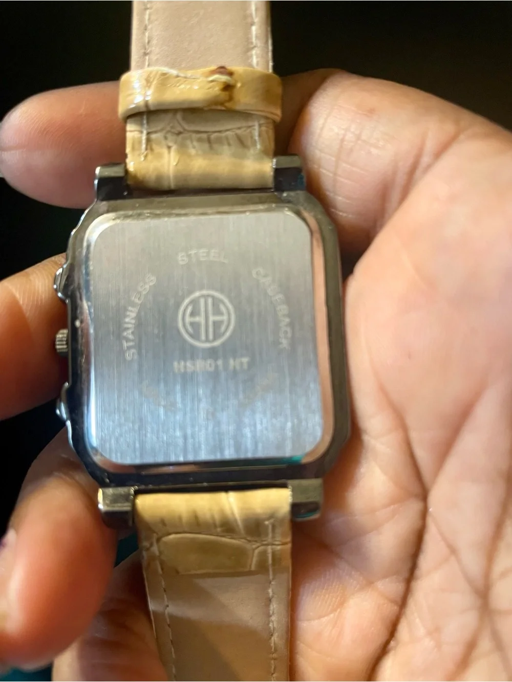 Hot in Hollywood by HSN Crystal-Frame Square Watch with Tan Leather Strap